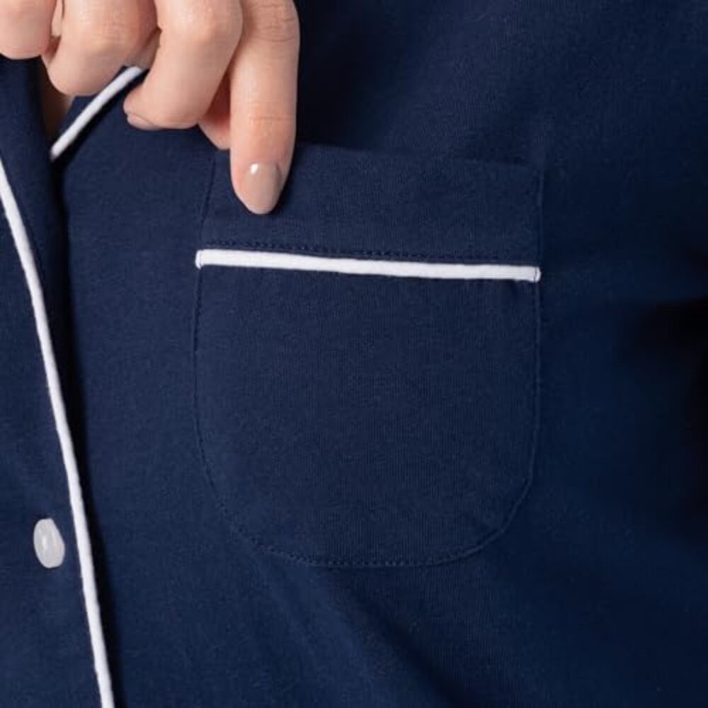 Piped Button Down Sleep Set Classic Chic Lounge W… - image 5